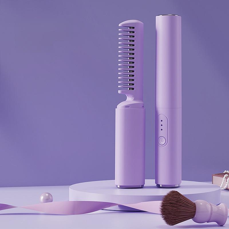 Wireless lazy comb mini portable USB charging curling iron small curling straight dual-purpose wireless comb