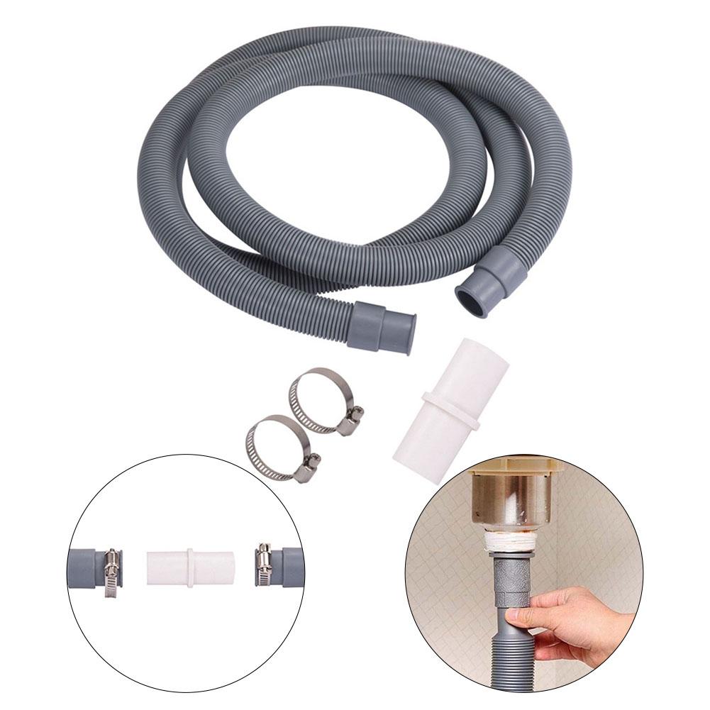 100cm Universal Washing Machine Dishwasher Drain Waste Hose Extension Pipe Connector Clamps Kit U-shaped Drain Pipe Holder