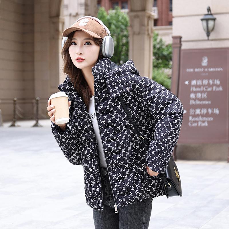 Women's stand-up collar hooded windproof fluffy warm cold loose short casual sports jacket high quality fabric cotton coat jacket