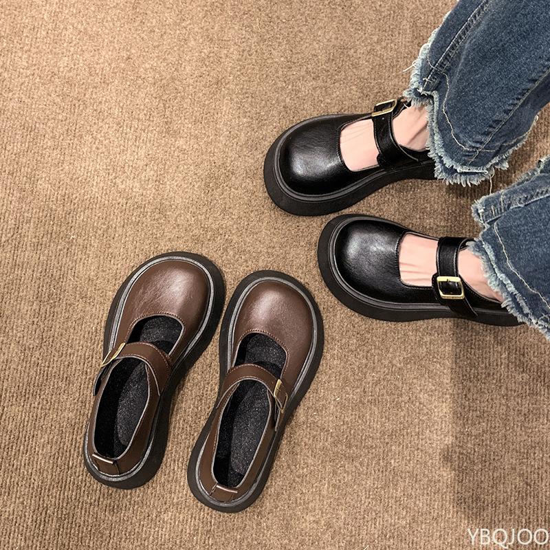 Fashion Spring summer new women's retro round toe thick sole height increasing shoes simple comfortable daily casual women's shoes