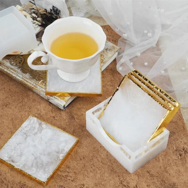 Handmade Molds Diy Coasters Square Coasters Box Holds Mirror Crystal Drop Epoxy Mold for Hand Made Gadgets Accessories Tools