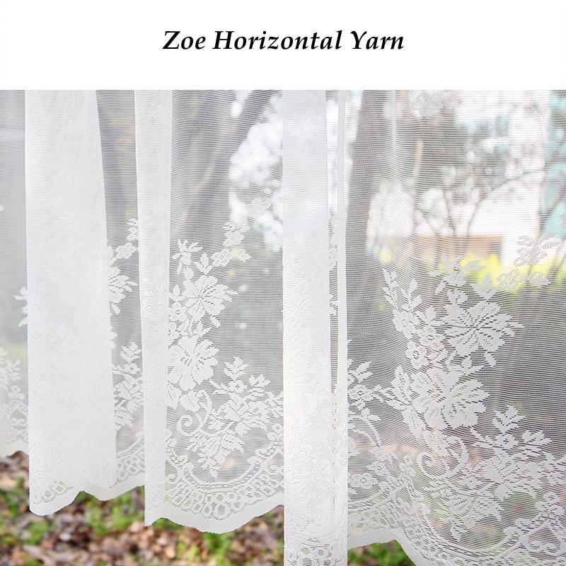 

Short Curtain Gauze Drapes Romantic French Wave Lace White Lace Pastoral Semi-shading Window Screen Door Curtains Partition W100 x H60cm&Threading Rod
