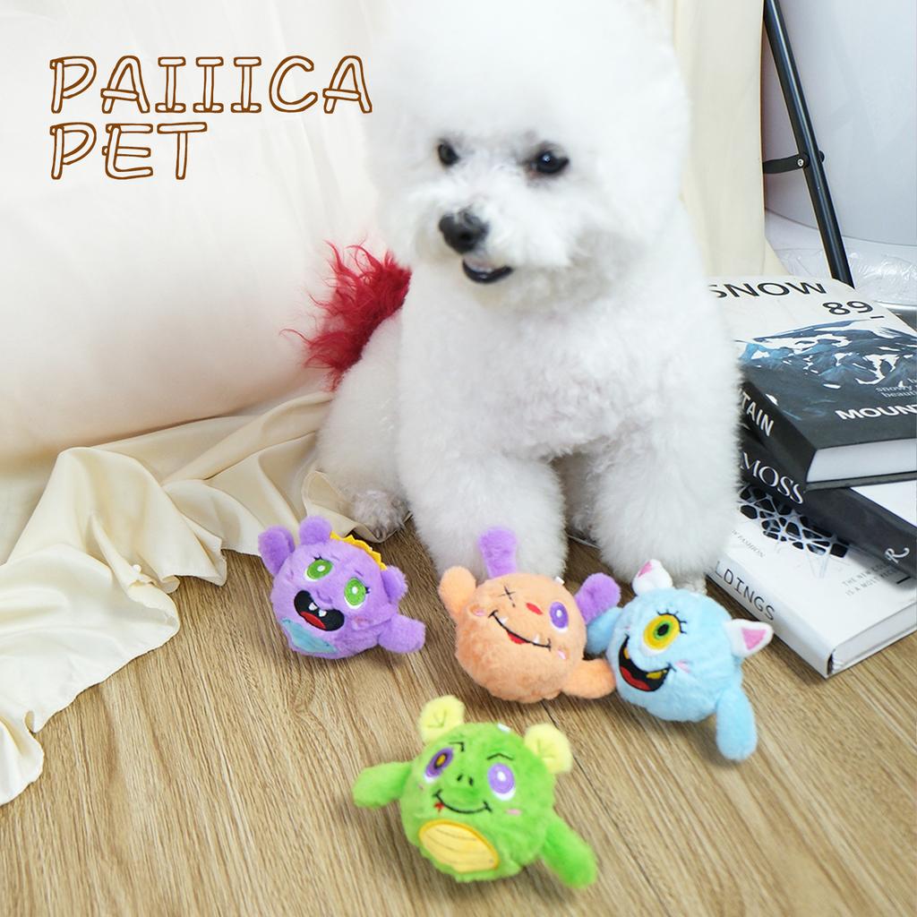 Pet plush prick ball toy cute monster big eyes resistant to biting and throwing interactive self-hi dog toy decompression and boredom