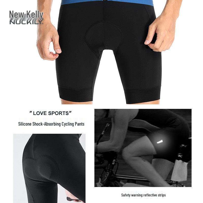 NUCKILY Set Completo da Ciclismo Estivo da Uomo con Salopette - Abbigliamento a Maniche Corte per Bici da Strada/Mountain Bike