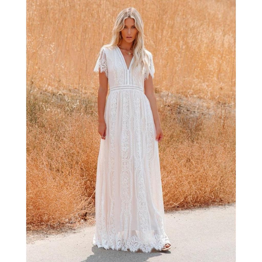 Damen Sheer Tüll Tiefes V-Ausschnitt Langes Hochzeitskleid, Lässiges Abendparty Brautkleid für Herbst Winter