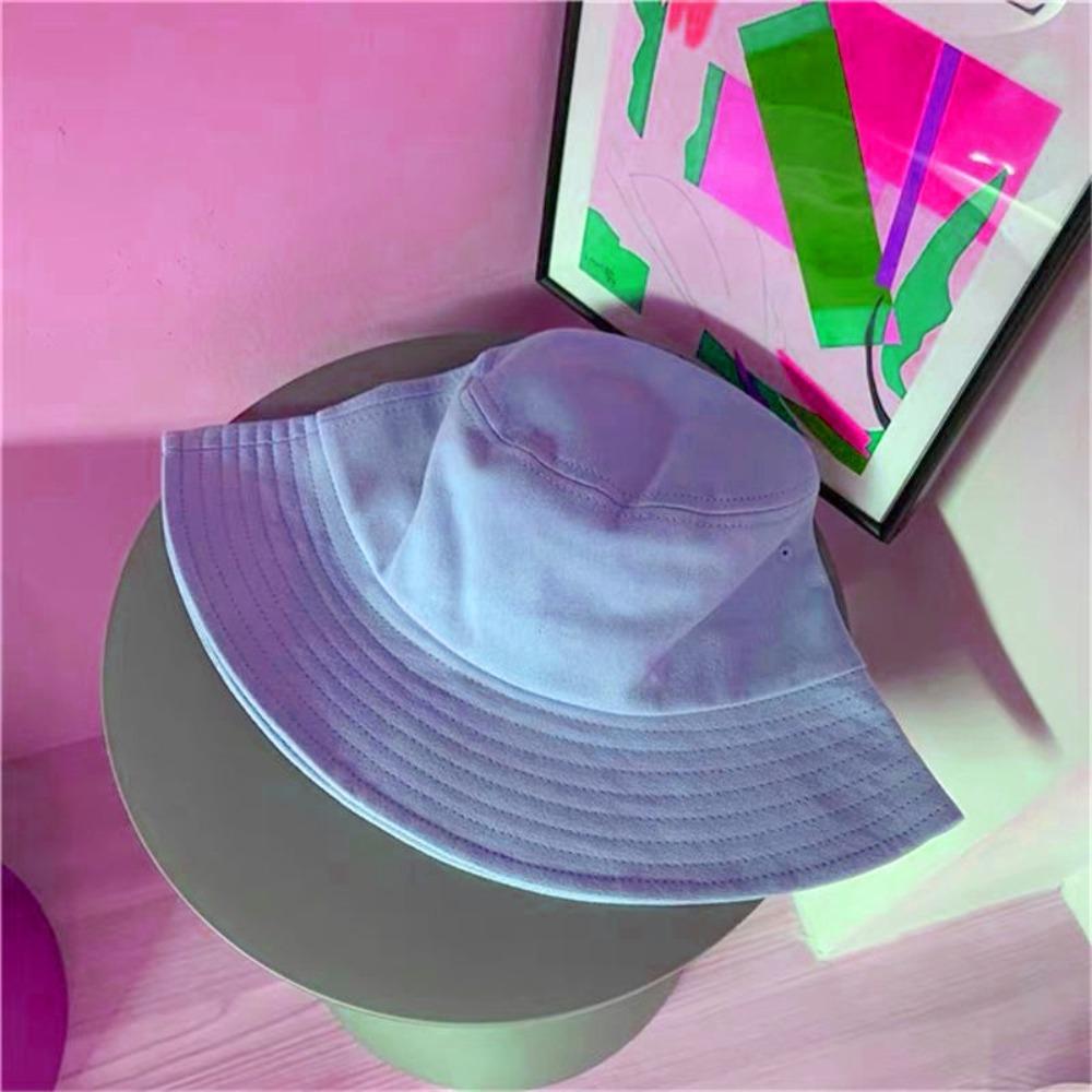 

Панама однотонная UPF 50+ хлопковая с широкими полями, шляпа от солнца, регулируемая, конфетного цвета, шляпа рыбака, унисекс светло-фиолетовый