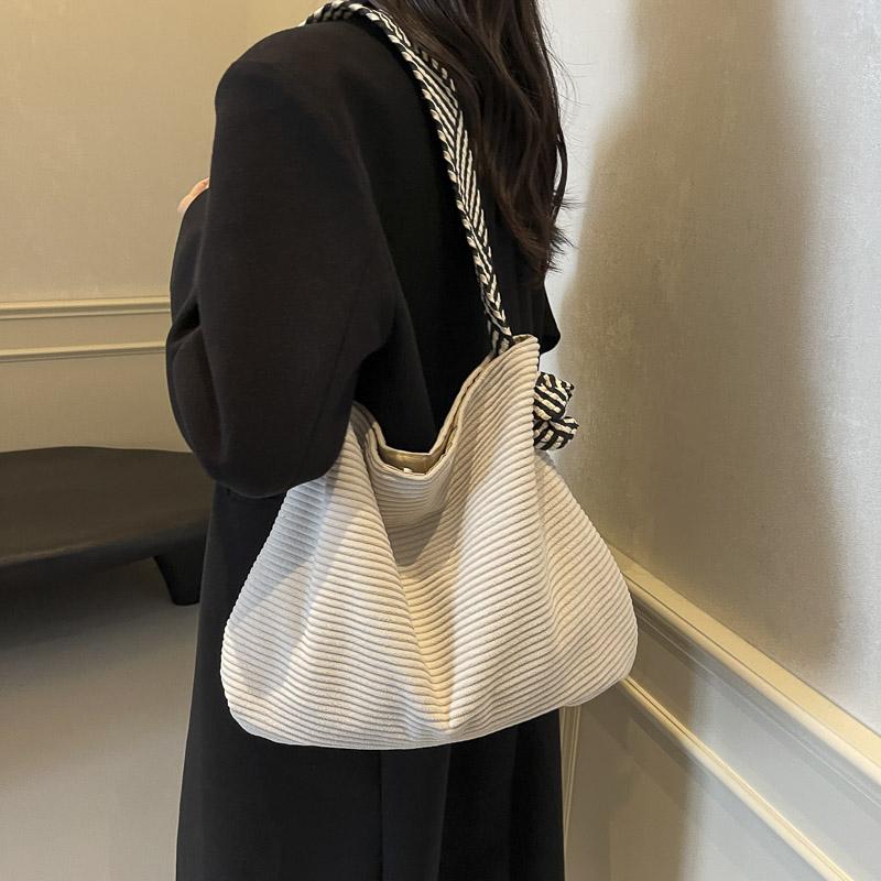 Women's Bag Lightweight Corduroy Shoulder Bag Large Capacity Tote Bag Student Class Crossbody Bag