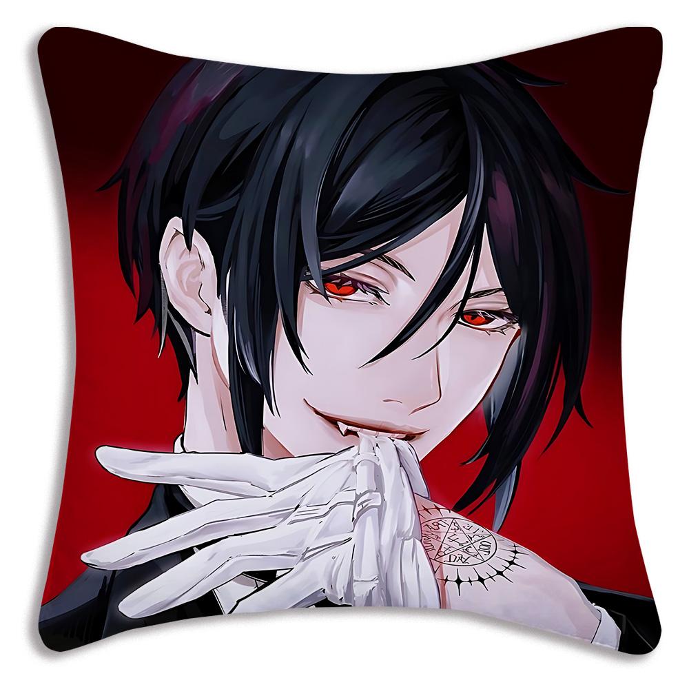 Anime Manga Black Butler Pillow Covers Cartoon Sofa Decorative Home Double-Sided Printing Short Plush Cute Cushion Cover