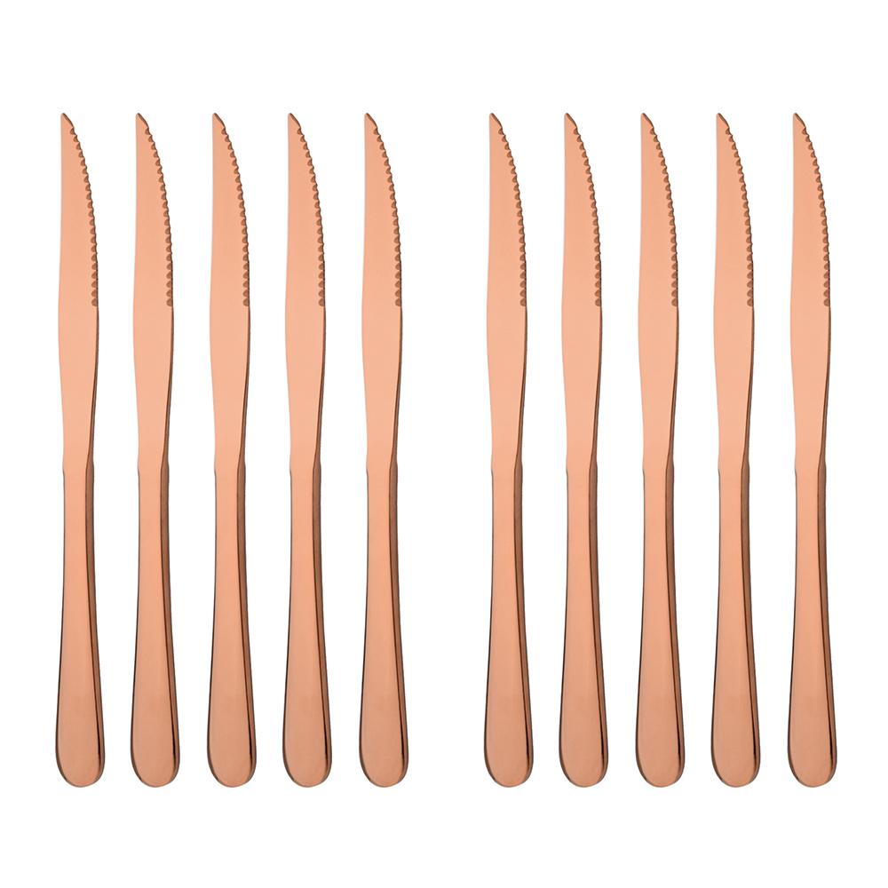 10Pcs Table Steak Knife 18/10 Stainless Steel Black Sharp Meat Fish Knife Western Cutlery Dinnerware Mirror Polished Serrated Butter Knife