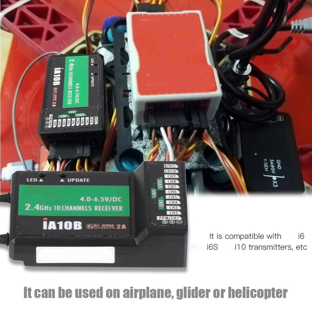 FS IA10B 2.4 Channel Receiver with PPM Output and iBus Port for RC Helicopters Drones and Airplanes