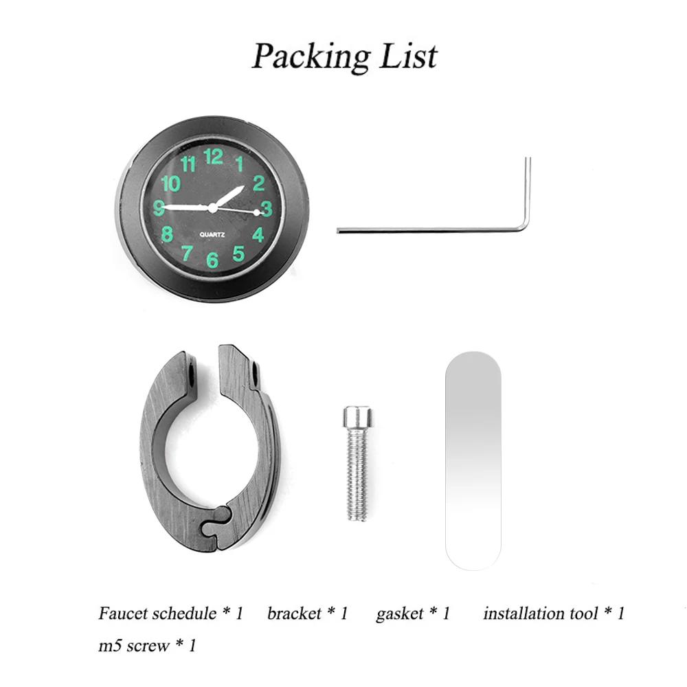 Orologio per Manubrio Moto Supporto per Orologio Moto in Alluminio Visione Notturna Impermeabile Antiurto Fibbia Orologio Luminoso per Scooter Bicicletta Moto