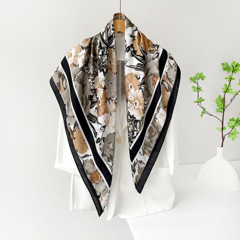 Headscarf Silk Scarf 90cm Women's Headscarf New Versatile Satin Thin Large Square Scarf