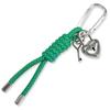 Macaroni Edge Bag Charm, Heart Padlock, Silver Paracord Keychain, Strap, Key Loss Prevention, Korean Item (Green)