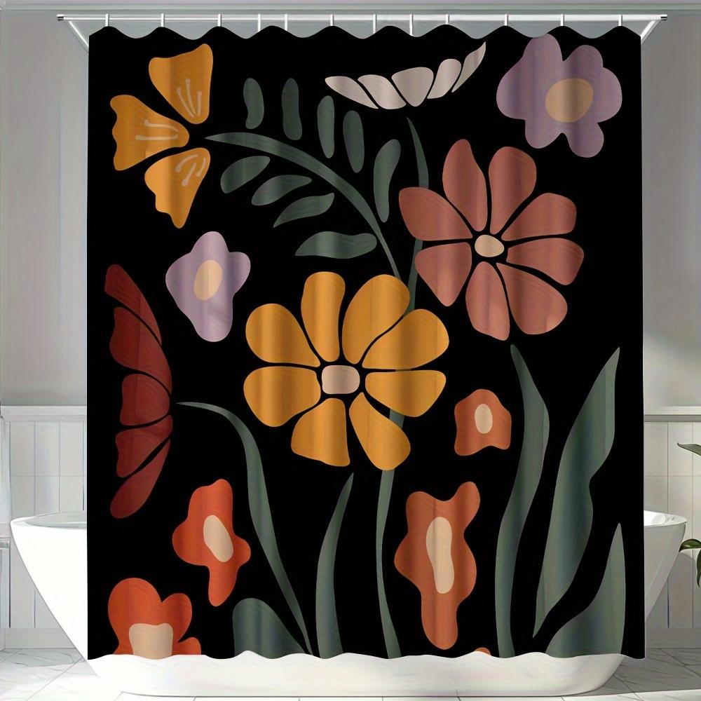 Vibrant Floral Pattern Waterproof Shower Curtain – Perfect for Adding a Colorful and Stylish Touch To Your Bathroom Decor
