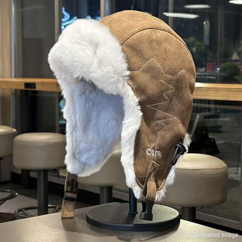 Winter Knit Trapper Hat Fleece Lined Thickened Earflap Beanie Windproof Warm Cold Weather Cap
