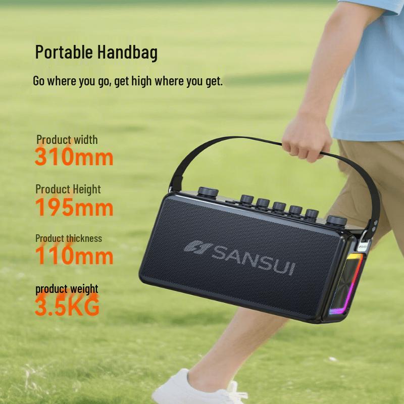 SANSUI T27 Portable KTV Bluetooth Speaker with Wireless Microphone (CN Version)