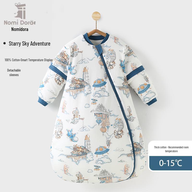 Detachable Washable Toddler Sleeping Bag - Autumn/Winter Down Cotton, Anti-Kick, Anti-Startle, Thickened Quilted Design