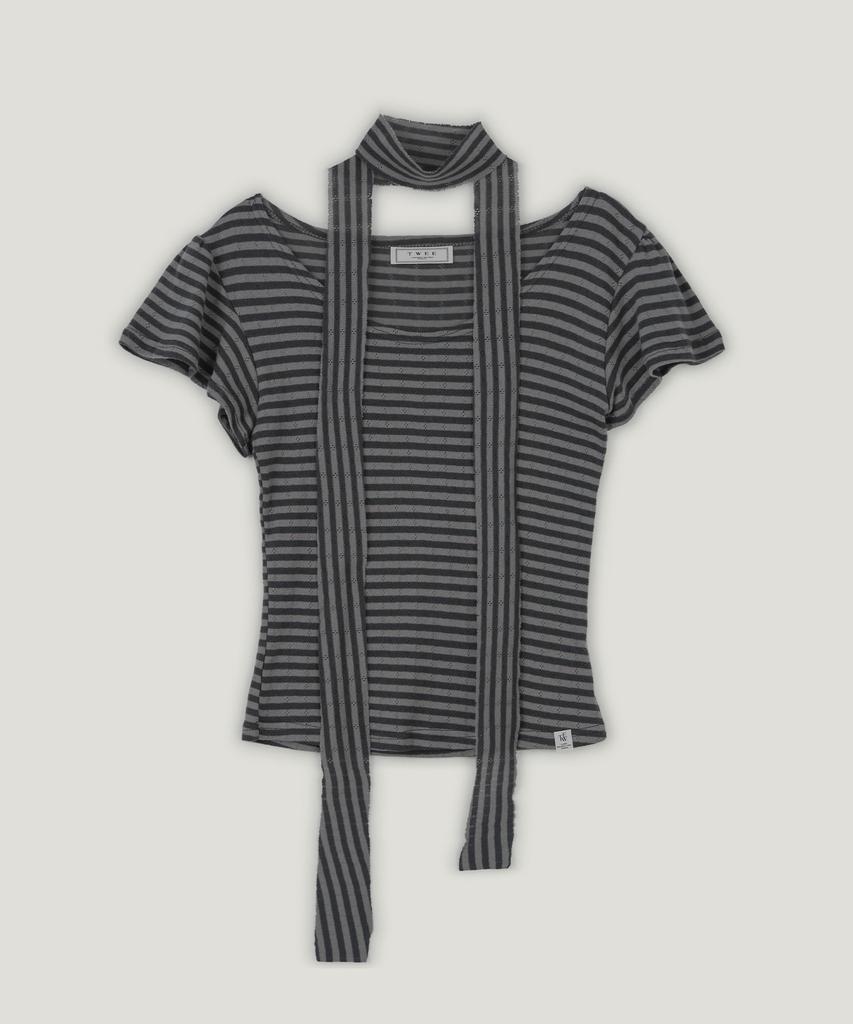 Teuwi Deaden Stripe Jacquard Short Sleeve T-Shirt (Strap Set)