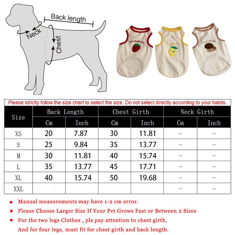 Cute Fruit Puppy Vest Pet Summer Embroidered Clothes Teddy Schnauzer Sleeveless T-Shirt Breathable Pullover Fashion Dog Clothes