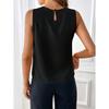Women's Elegant Solid Color Crew Neck Tank Top, 100% Polyester Non-Stretch Woven Fabric, Fashionable Top for All Seasons