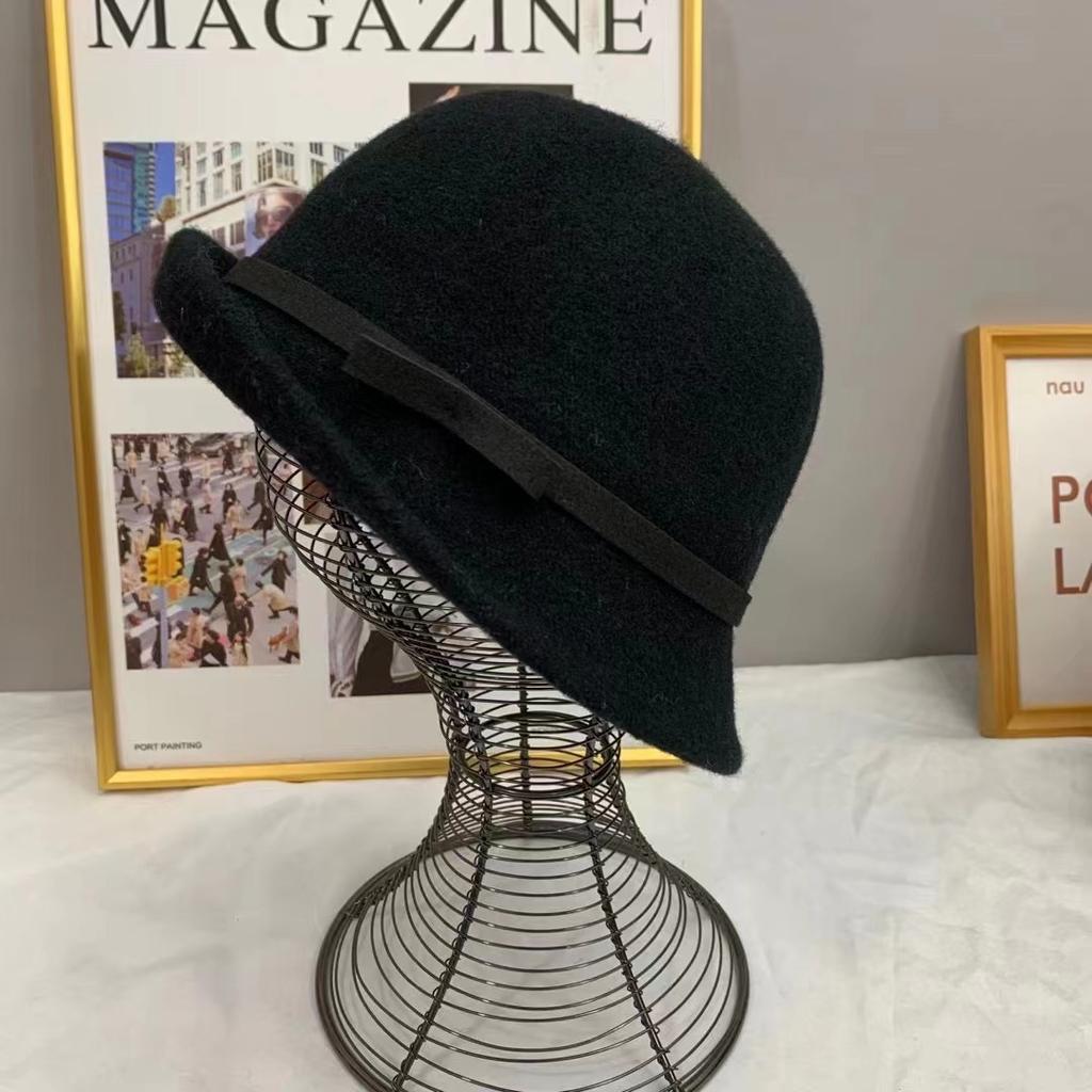 Crossed Edge Fisherman's Hat Children Autumn and Winter Wool British Retro Top Hat Versatile Basin Hat Tide