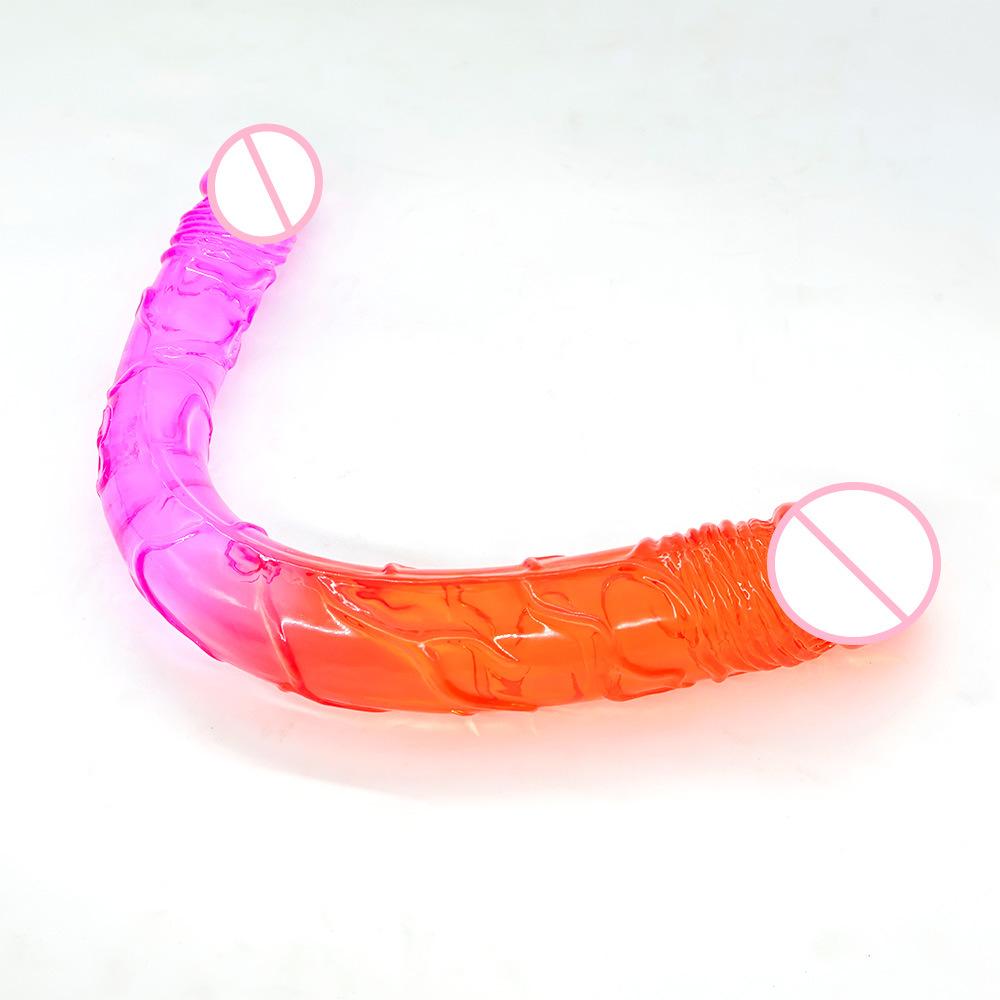 Double Head Dildo Two-Color Crystal Super Large Thick Simulation Butt Plug Lala Gay Men and Women Dildo Sexy Sex Product