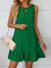 Summer new European and American sleeveless ruffle A-shaped dress casual fresh solid color vest skirt