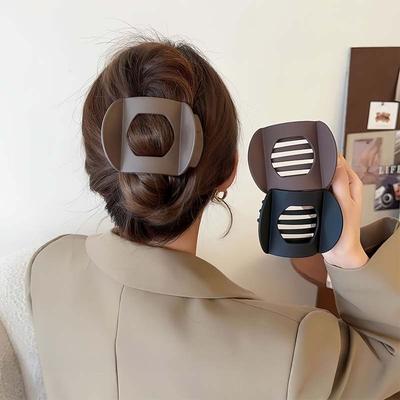 Vintage Matný Acetátový Oválný Skřipec do Vlasů pro Ženy Elegantní Obloukový Tvar Geometrický Krokosvorka Pokrývka Hlavy Nástroje Vlasové Doplňky