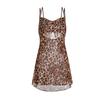 Leopard Print See-Through Nightgown: Sexy Butterfly Spaghetti Strap Loungewear Set for Women