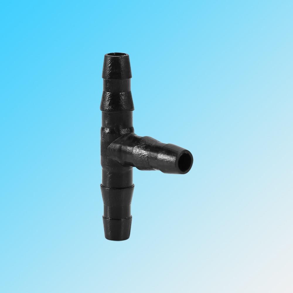 100PCS 4/7 Mm Tee Connector Leak-Proof Black Drip Irrigation Connector Easy To Install Plastic Hose Connector Garden Irrigation