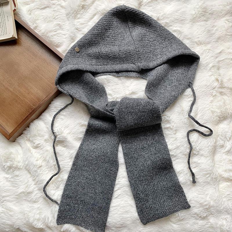 Hat Autumn and Winter Fashion Versatile Hat Scarf Integrated Warm Knitted Wool Hat Scarf