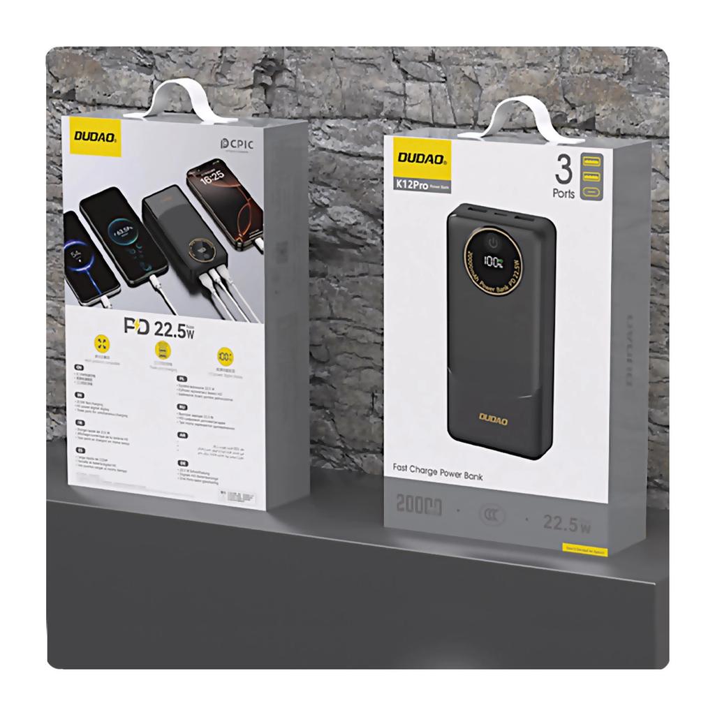 Powerbank Dudao K12Pro 22,5W Pd 20000Mah Usb-A, Usb-C - Black