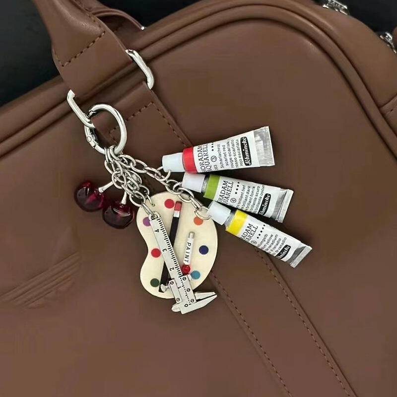 Art Watercolor Paint Palette Keychain Bag Charm Key Ring Goods