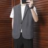 Men Suit Vest Lapel Sleeveless Two-Button Business Waistcoat Pockets with Side Placket Solid Color Casual Vest Coat