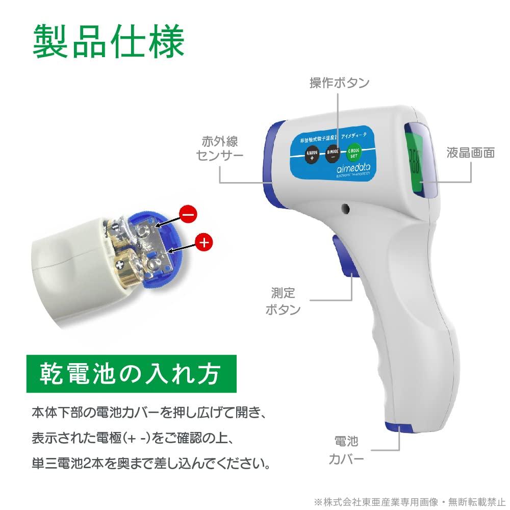 Electronic Thermometer Eye Medita Aimedata Infrared Thermometer 32 Times Recording Large LED LCD Screen 2 Measurement Modes Automatic Power Off White
