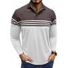 Herbst und Winter Herren Gestreift Bedrucktes Revers T-Shirt Kontrastfarbe Lässig Herren Langarm Poloshirt