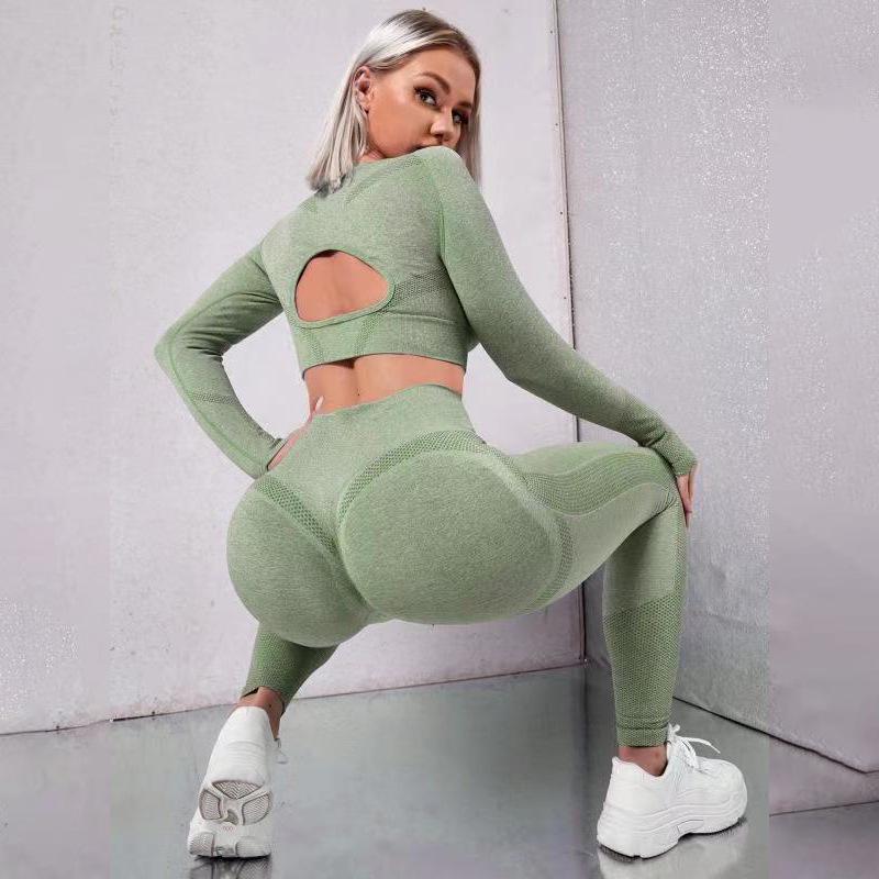 Europäisches & Amerikanisches Nahtloses High-Waisted Yoga Set - Zweiteiliges Damen-Fitness-Outfit