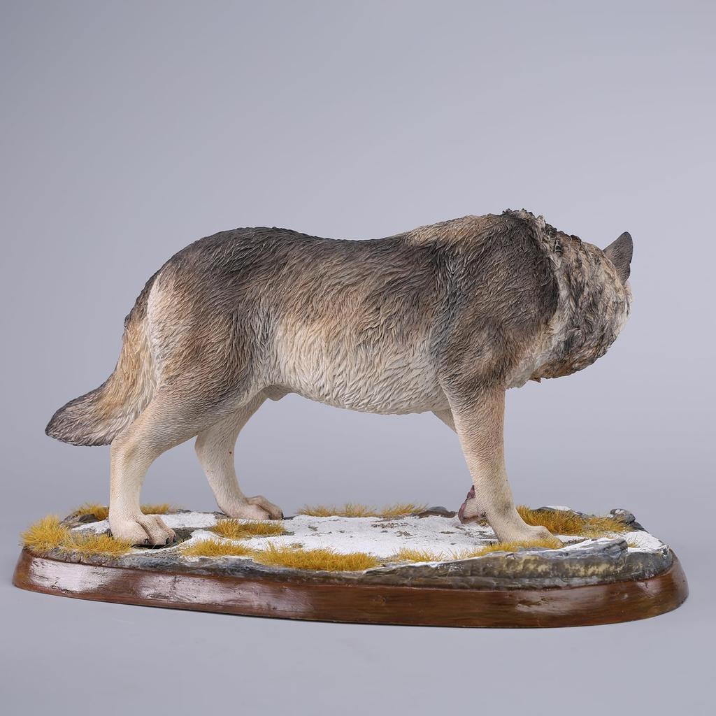 JXK Ice Wolf Wolf Figure Decorative Scene Miniature Resin Desk Birthday Finished Base, Base, Statue, Wolf, Model, Accessory, Ornament, Gift, Painted,