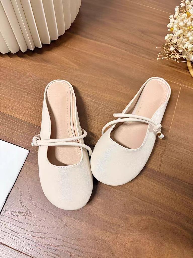 Flat bottom soft bottom bag head half slippers women's outer wear 2025 new spring and summer sandals Mary Jane gentle half support single shoes