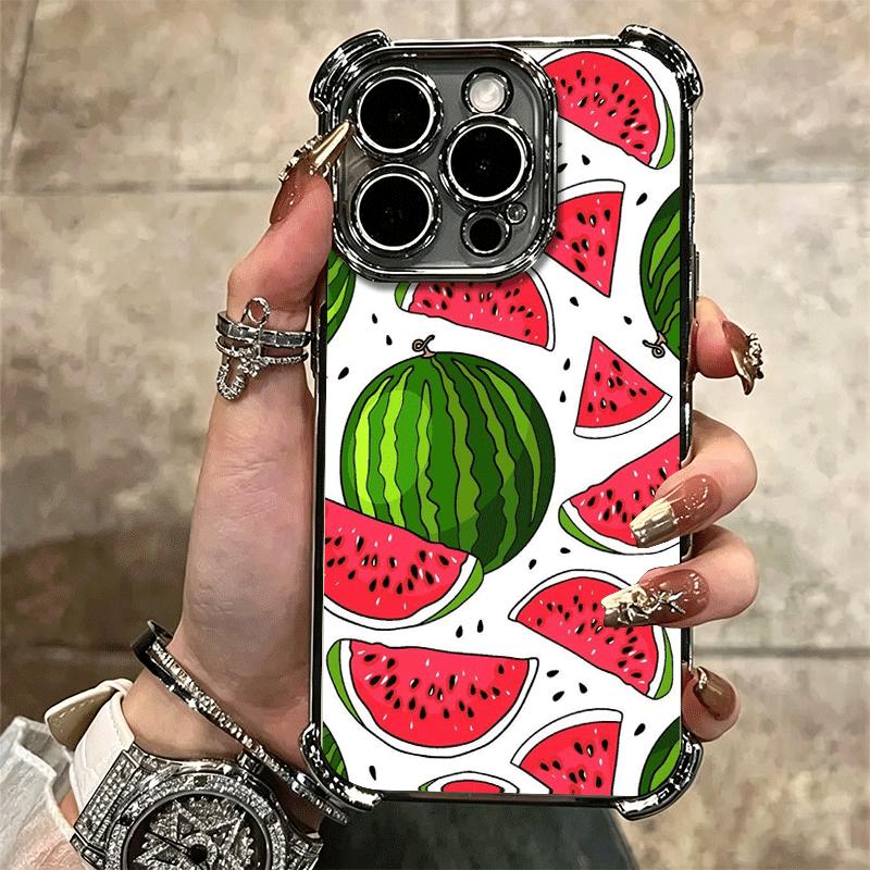 Watermelon Summer Fruit Soft Phone Case For iPhone 15 16 17 Air 14 Pro Max 16E Plus 13 12 Mini Plating Anti-Fall Fundas
