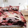 3pcs Sakura Panda Bedding Set - Includes 1 Quilt Cover and 2 Pillowcases, Comfortable Bedding with Stylish Design for Bedroom, Machine Washa