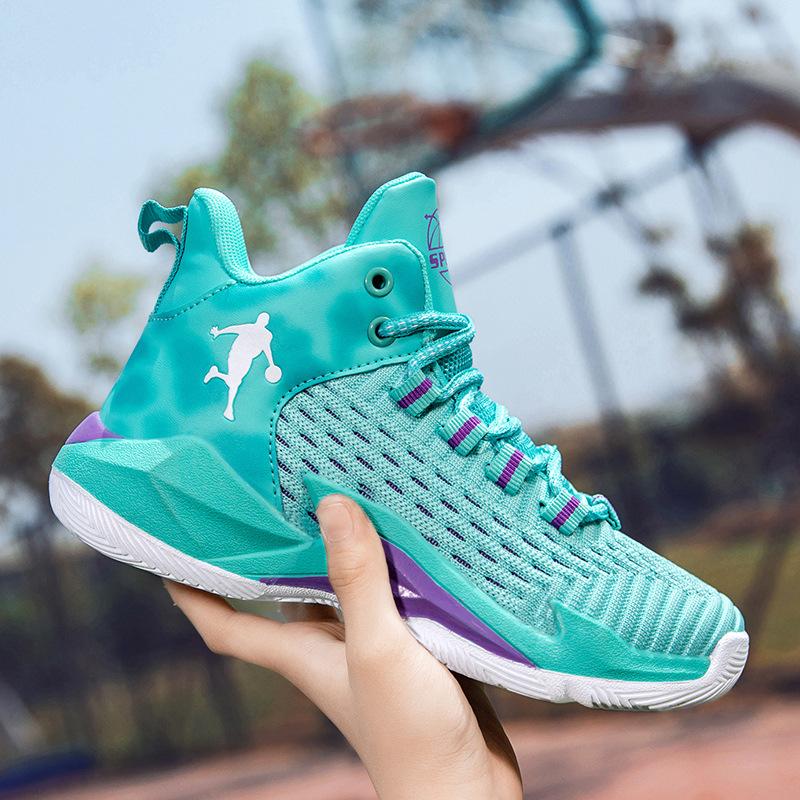 Children's basketball shoes sgs sports boys shoes fly-woven spring and summer mesh student trend middle and older children's casual shoes
