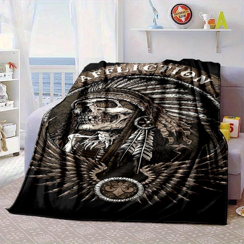Skulls And Roses Artwork Blanket Flannel Blanket Throw Blanket Sofa Cover Blanket Soft Premium Blanket Picnic Blanket Tv Blanket Gifts