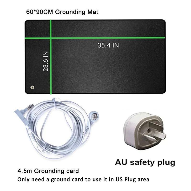 

Заземляющий коврик 90x60 см для улучшения здоровья заземляющего коврика для сна с заземляющим кабелем, защита от восстановления ЭМП, электростатический разряд AU Plug чёрный