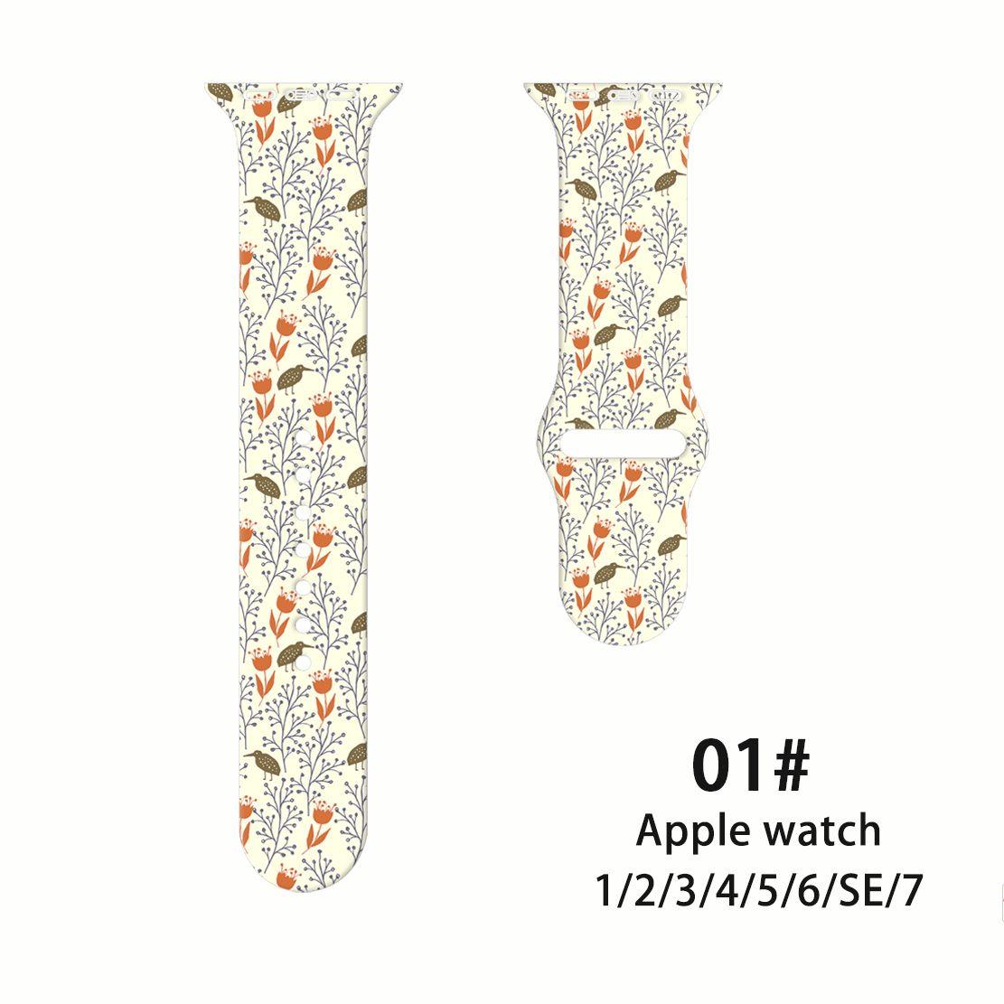 

Ремешок Fresh Mori Printed Strap для Apple Watch S10 - мягкий силиконовый спортивный креативный сменный ремешок для iWatch 10/9/8/7/6/5/4/3/2/1/Se/Ultra/Ultra2 49 мм 38/40/41MM