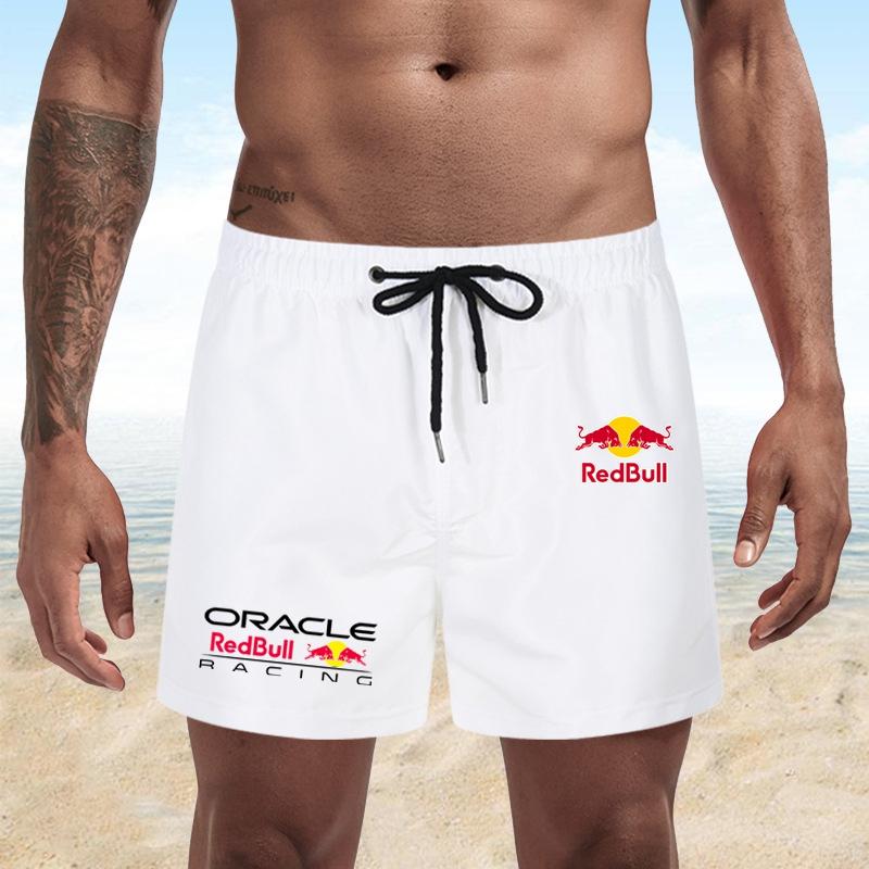 Red Bull Pantaloncini da Spiaggia da Uomo con Stampa F1 Asciugatura Rapida 2026 Costume da Bagno Estivo