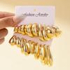 20 Pcs Fashion Creative Smooth Big Round Earring Set for Women Vintage Gold Color CCB Waterdrop Earrings Daily Life Jewelry Gift