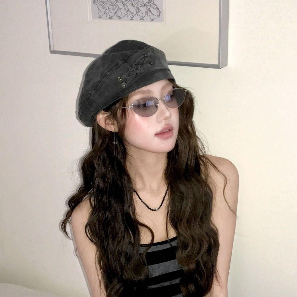 Japanese Style Painter Hat Retro Artist Cap Personality Washed Cotton Demin Berets  Unisex