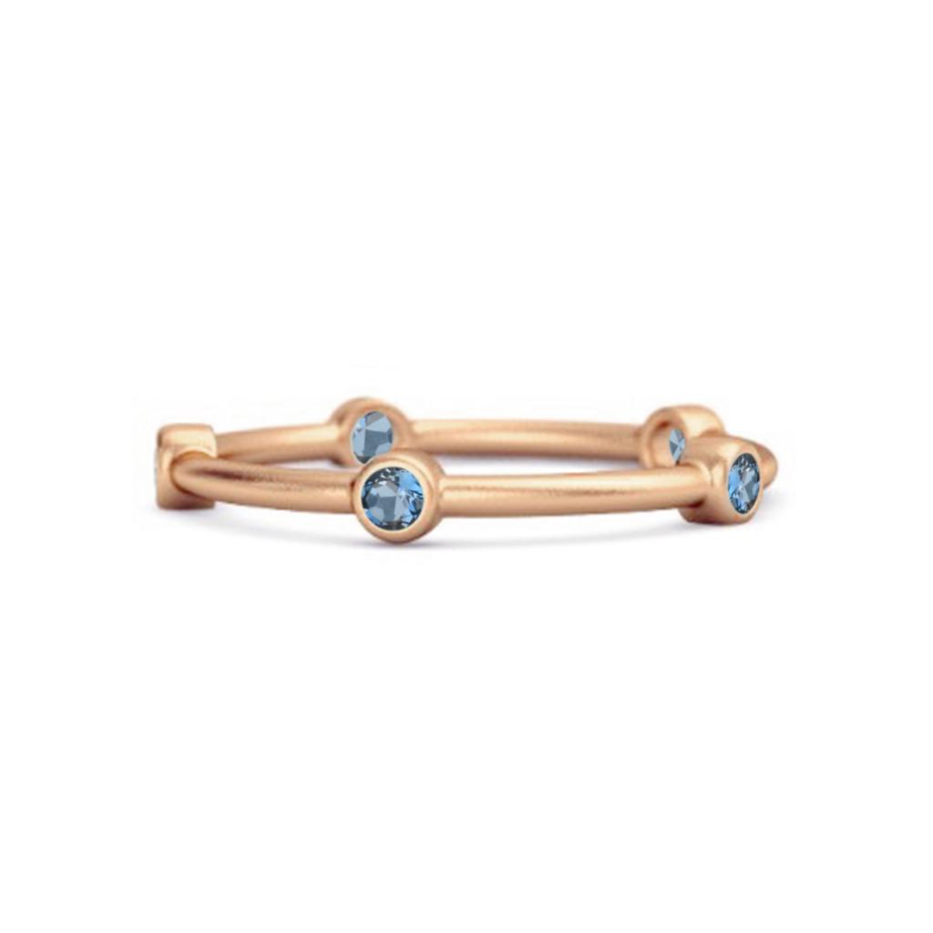 London Blue Topaz Minimal Stackable Band Ring - 925 Sterling Silver Rose Gold Vermeil