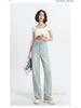 Women's High-Waisted Wide-Leg Light Blue Jeans - Retro Korean Style for Summer 2024